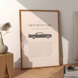 Getaway Car Poster, Taylor Swiftie Print, Vintage Indie Room Decor, Minimal Taylor Art, Reputation Taylor, Trendy Wall Art, Digital Download