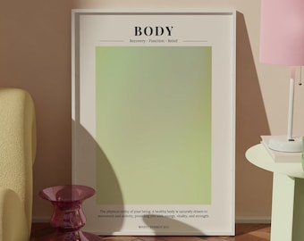 Cartel de aura corporal, impresión de positividad de cuerpo verde, energía divina espiritual, regalo para ella, alma de cuerpo mental, cartel de atención plena, descarga digital