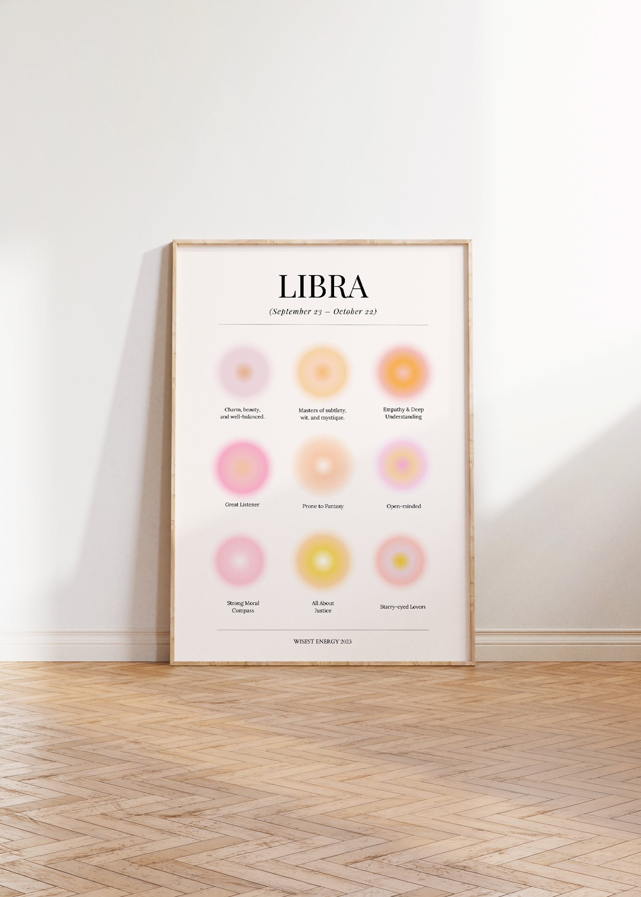 Libra Star Sign, Zodiac Printable, Libra Zodiac Gadient Wall Art, Gift For Her, Astrology Poster, Spiritual Digital Print, DIGITAL DOWNLOAD