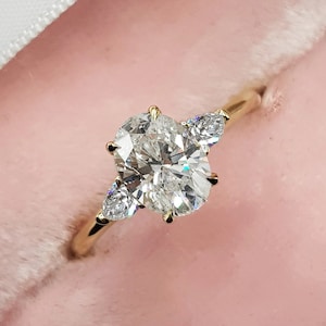 1 CT ovaal geslepen moissaniet verlovingsring drie stenen diamanten ring verjaardag cadeau trouwring verjaardag ring belofte ring cadeau voor haar
