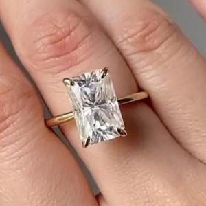 5 Carat Radiant Cut Moissanite Engagement Ring, Propose Ring, Ring For Women, Wedding Ring, Valentine Gift for Girlfriend, Anniversary Ring