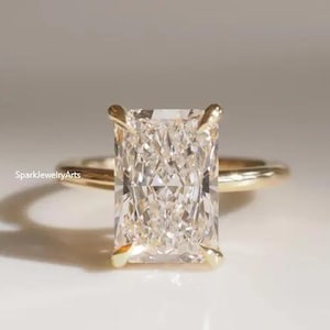 Radiant Cut Diamond Engagement Ring, Solitaire Ring, Moissanite Ring, Radiant Wedding Ring, Anniversary Ring, Gift For Her, Ring for Her