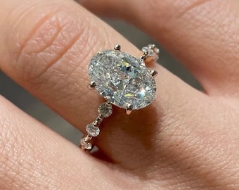 3 CT Oval Cut Moissanite Engagement Ring 14K Solid Gold Anniversary Ring Promise Ring Oval Cut Wedding Ring Gift for Her Ring for Women