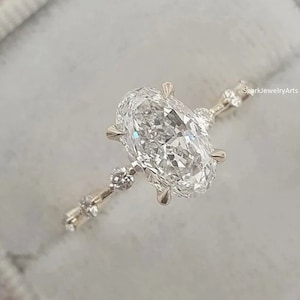2 CT Oval Moissanite Engagement Ring 14K Yellow Gold  Wedding Ring Anniversary Ring Diamond Ring Solitaire Ring Gift for Her Ring for Women