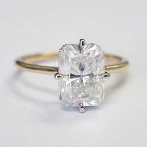 14K Yellow Gold Wedding Ring Radiant Cut Moissanite Engagement Ring Solitaire Compass Prong Ring Radiant Cut Anniversary Ring Promise Ring