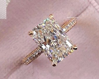 14K Yellow Gold Engagement Ring 3.5 CT Radiant Cut Moissanite Anniversary Ring Anniversary Gift Wedding Solitaire Diamond Ring Promise Ring
