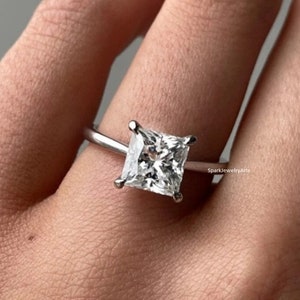 1 CT Princess Cut Moissanite Engagement Ring 14K Solid Gold Anniversary Ring Solitaire Ring Wedding Ring Promise Ring Bridal Ring for Women