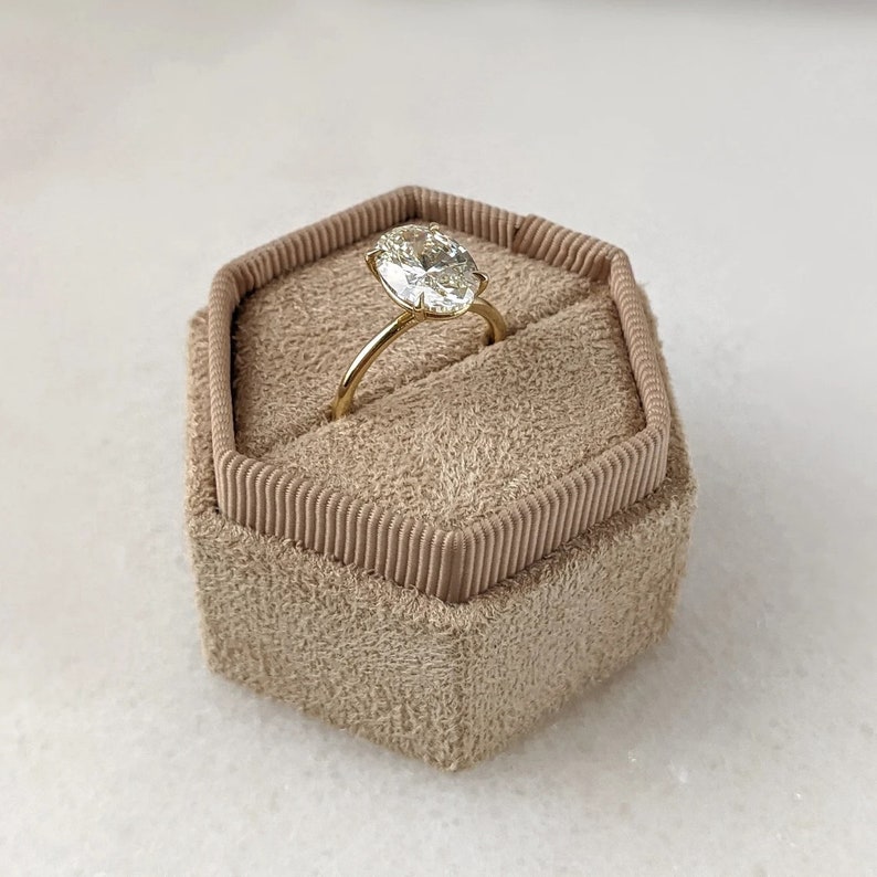 3 CT Oval Cut Moissanite Engagement Ring 14K Solid Gold Ring - Etsy