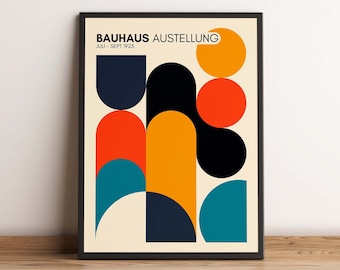 Poster Bauhaus, Arte murale geometrica, Stampa della mostra Bauhaus, Arte murale astratta, Arte murale colorata, Stampa vintage
