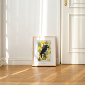 Cartel colorido de arte de pared con pájaros, frutas y formas geométricas abstractas - Impresión de descarga digital imagen 4