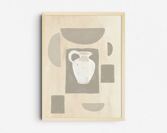 Still life abstraction wall poster with jug - Digital print download