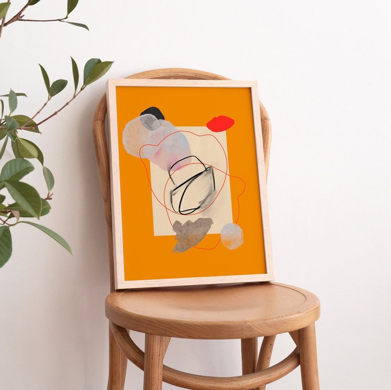 Cartel de pared de composición abstracta con marcas gestuales y formas geométricas - Impresión de descarga digital imagen 4