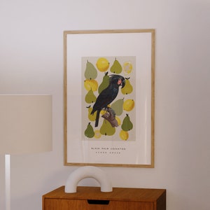 Cartel colorido de arte de pared con pájaros, frutas y formas geométricas abstractas - Impresión de descarga digital imagen 2