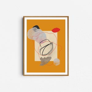 Cartel de pared de composición abstracta con marcas gestuales y formas geométricas - Impresión de descarga digital imagen 1