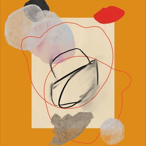 Cartel de pared de composición abstracta con marcas gestuales y formas geométricas - Impresión de descarga digital imagen 3
