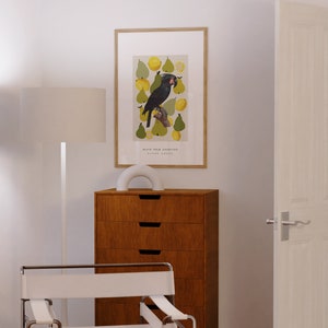 Cartel colorido de arte de pared con pájaros, frutas y formas geométricas abstractas - Impresión de descarga digital imagen 5