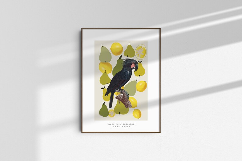 Cartel colorido de arte de pared con pájaros, frutas y formas geométricas abstractas - Impresión de descarga digital imagen 7