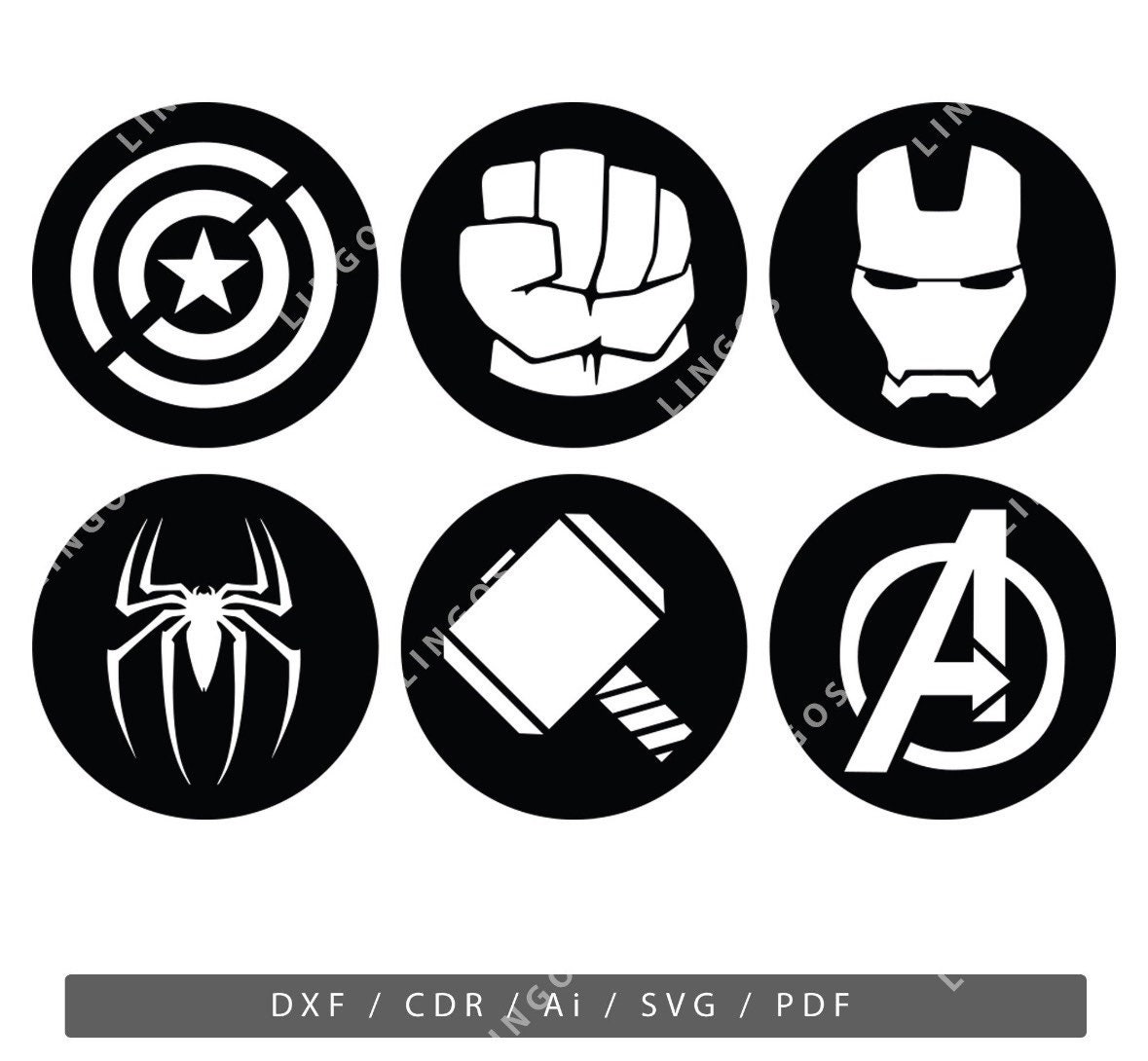 Marvel Avengers Round Logo Set Iron Man Spider-man Thor Hulk - Etsy