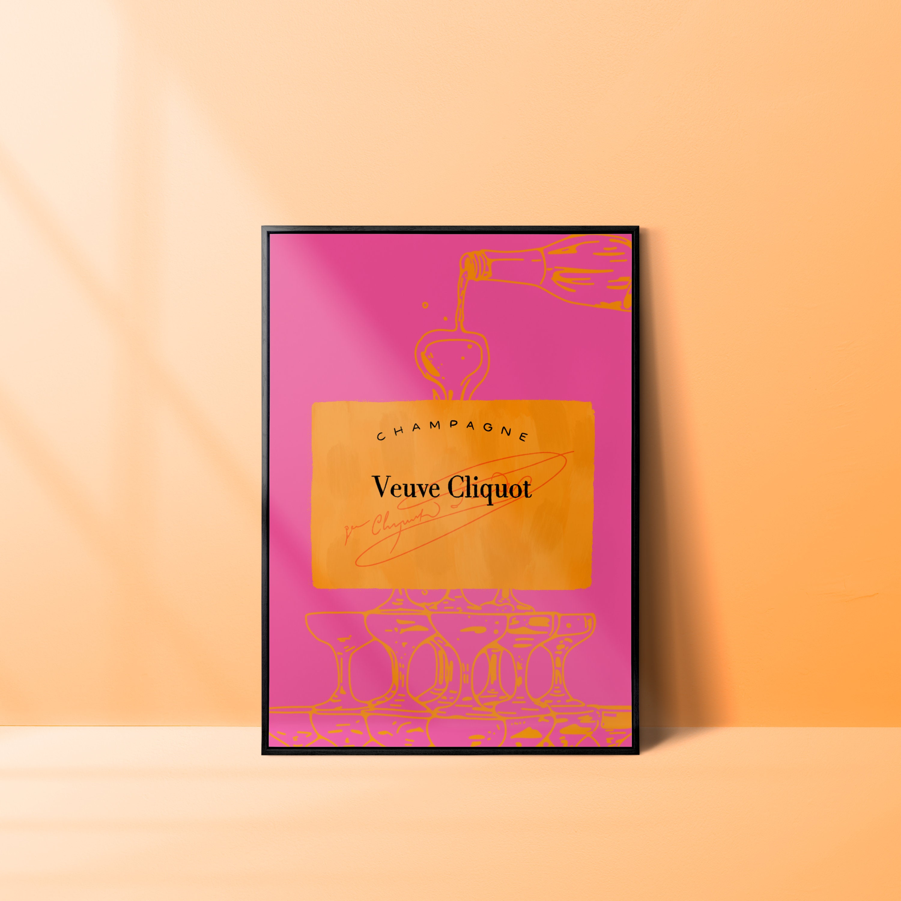 Pink and Orange Colorful Art Print, Champagne Tower Design, Pink and Orange Wall Decor, Cool Girl Vibes, Unique Gift Ideas