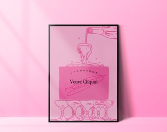 Pink Champagne Tower Art Print, Cute Wall Decor, Preppy Wall Art, Champagne Lover Gift, Gift Ideas for Her