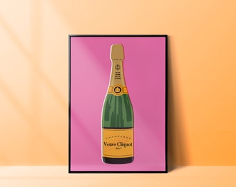 Pink Champagne Bottle Print - Luxury Art for Home, Elegant Wall Decor, Trendy Wall Decor, Cool Girl Approved