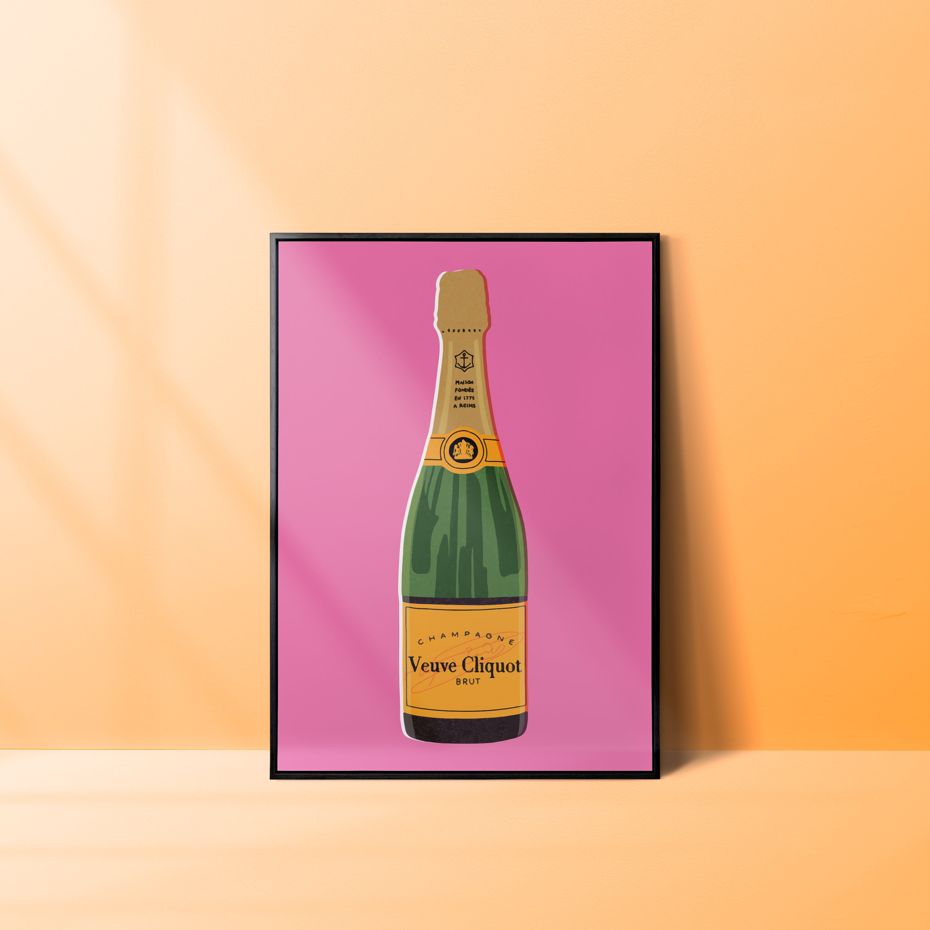 Pink Champagne Bottle Print - Luxury Art for Home, Elegant Wall