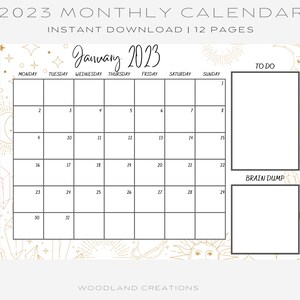 Calendar 2023 | Calendar Printable | Monthly Calendar | Household Planner | Digital Download | PDF