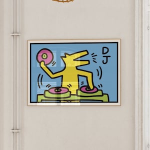 DJ Keith Haring | Vintage Art Poster | 1990s