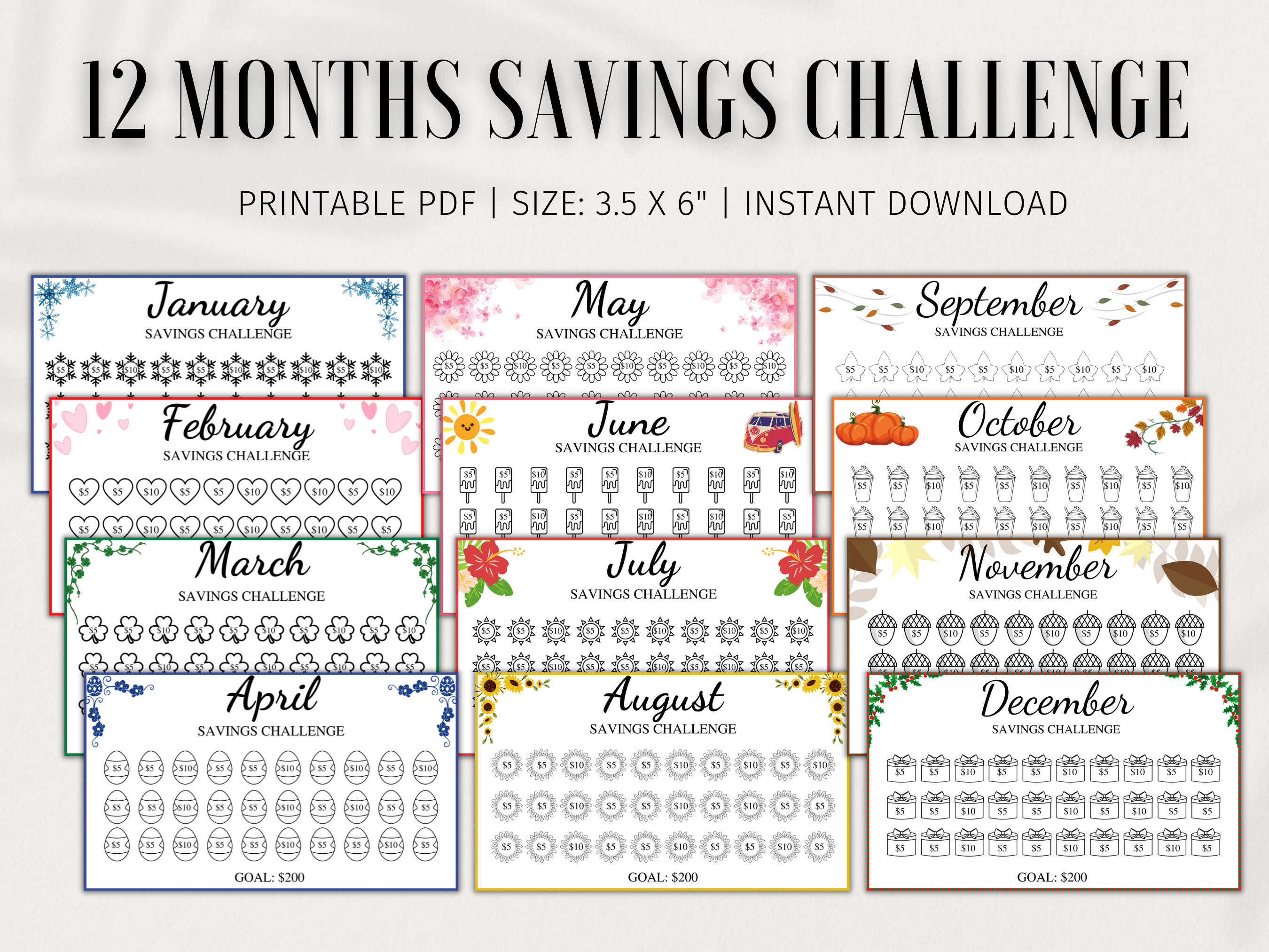Monthly Saving Challenge Printables - Momdot.com