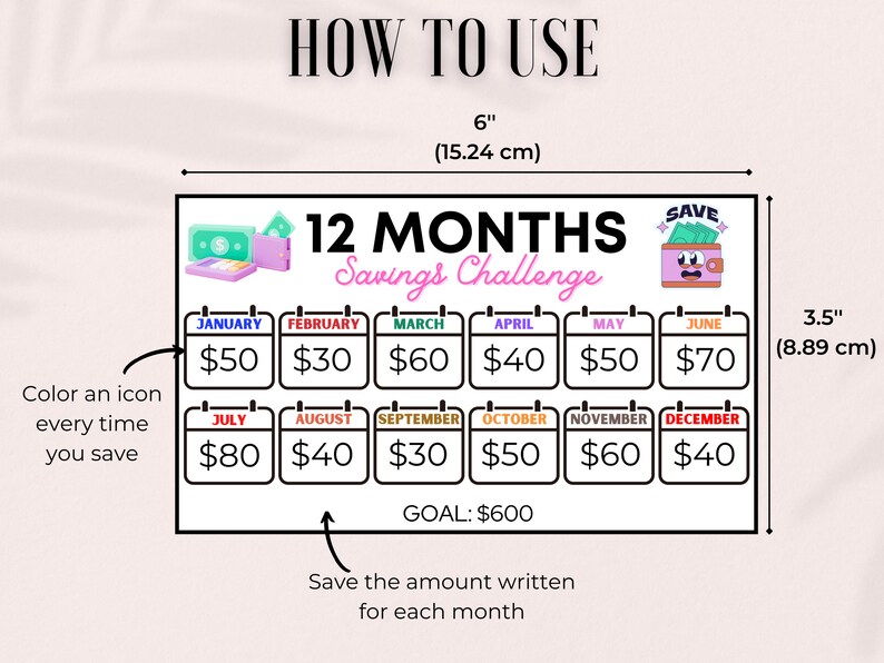 12 Month Savings Challenge Printable Savings Tracker Save Etsy 12 Month Savings Challenge Printable Savings Tracker Save Etsy
