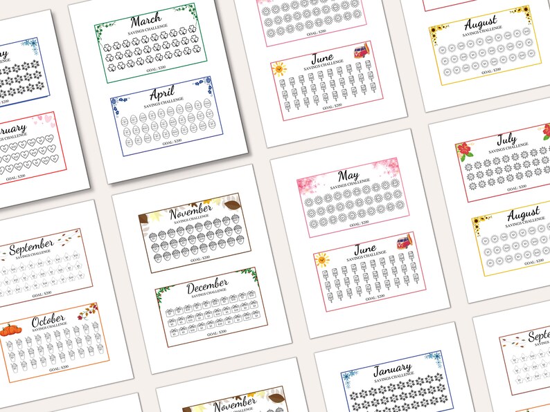 12 Month Savings Challenge Printable Monthly Saving Tracker Etsy 12 Month Savings Challenge Printable Monthly Saving Tracker Etsy