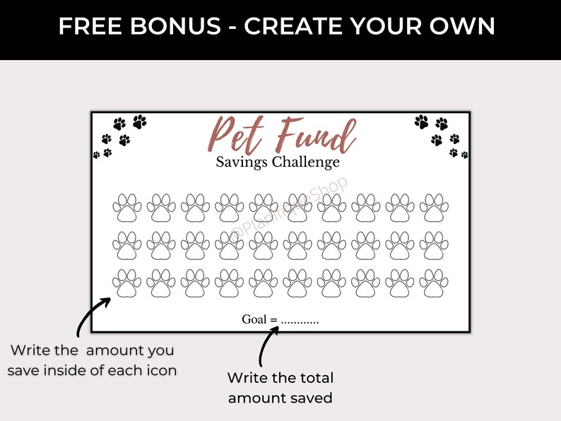 Dog Care Savings Challenge Printable Pet Fund Savings Etsy