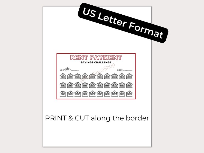 Rent Payment Savings Tracker Mini Savings Challenge Etsy
