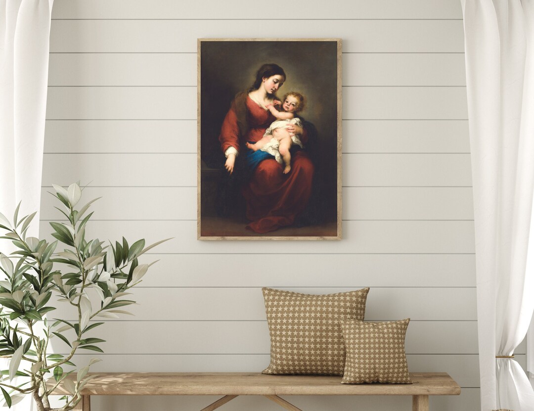 Catholic Art Print Madonna and Child | Blessed Mother Mary and Jesus ...