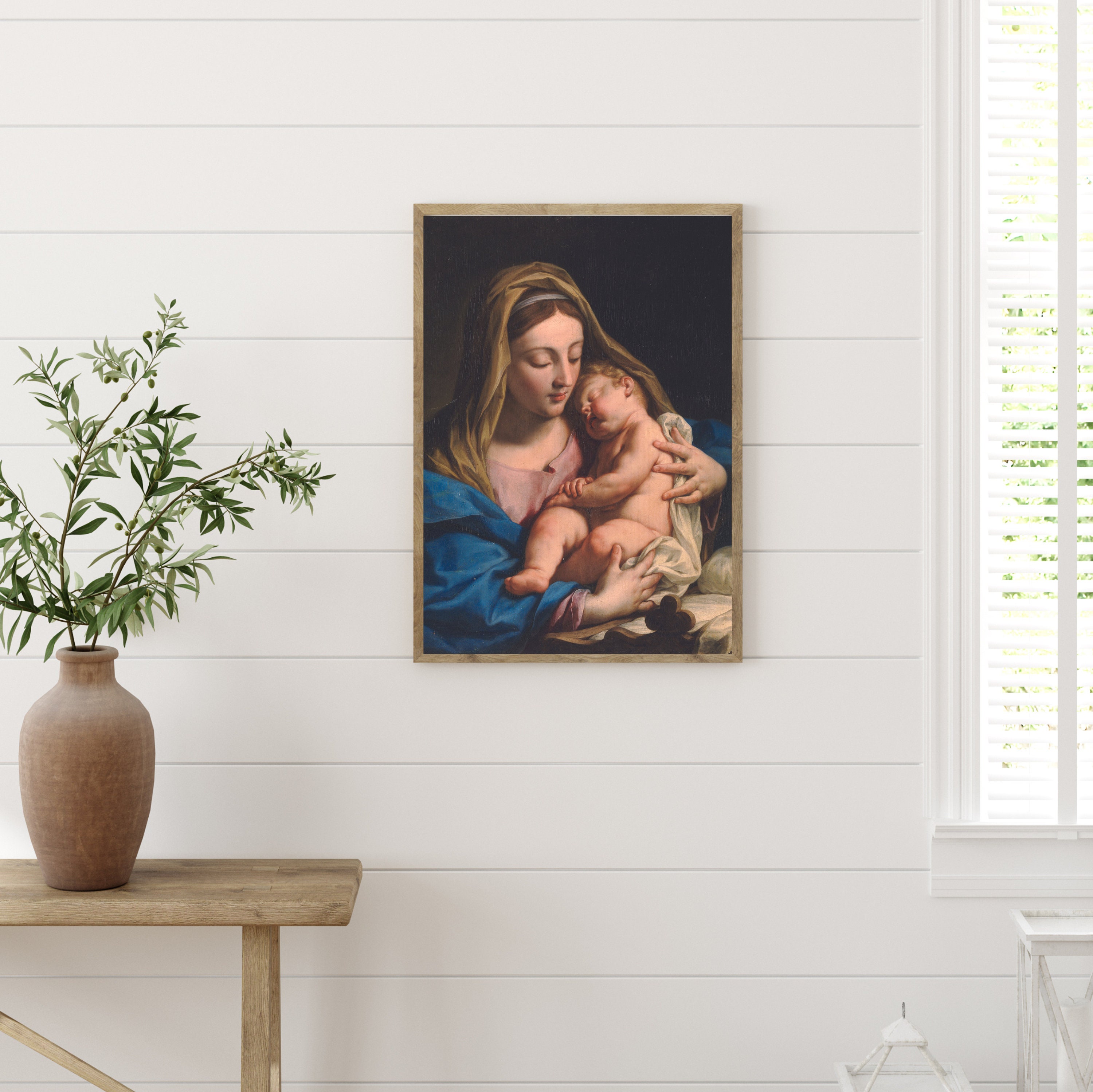Vintage Madonna and Child Painting | Catholic Fine Art Picture ...