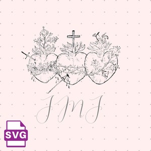 Herzen der Heiligen Familie SVG | Digitale Datei | Jesus Maria Josef | Sacred Heart | Unbeflecktes Herz Mariens | Keusches Herz des Heiligen Josef