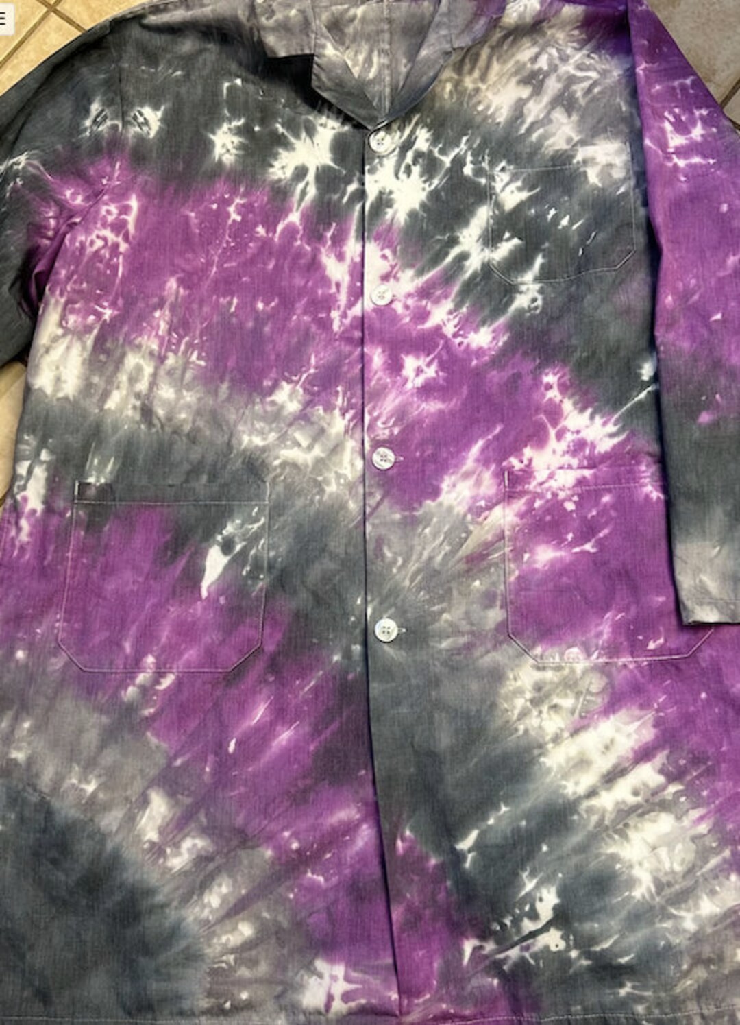 Tie Dye Lab Coat Gray, Purple, Black Etsy
