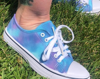 Blue and Purple Canvas Tie Dye Shoes