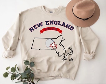 New England voetbalsweater | Vintage stijl New England voetbal Crewneck Sweatshirt | New England-sweatshirt | New England voetbal
