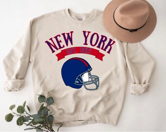 New York voetbalsweater, New York voetbal met ronde hals, vintage stijl voetbal met ronde hals, voetbalkleding voor heren en dames