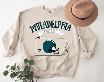 Philadelphia voetbalsweatshirt | Vintage stijl Philadelphia voetbal Crewneck | Philadelphia-sweatshirt | Voetbalsweater voor dames