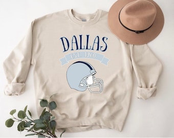 Dallas voetbal sweatshirt, Dallas voetbal sweatshirt met ronde hals, vintage Dallas voetbal sweatshirt, Dallas Texas voetbal sweatshirt