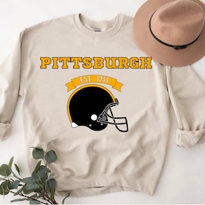 Bluza futbolowa Pittsburgh | Bluza z okrągłym dekoltem Pittsburgh Football | Bluza Pittsburgh | Niedzielna piłka nożna | Styl vintage