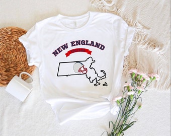 New England Voetbal T-shirt | Vintage stijl New England voetbal Crewneck Shirt | New England-shirt | New England voetbal