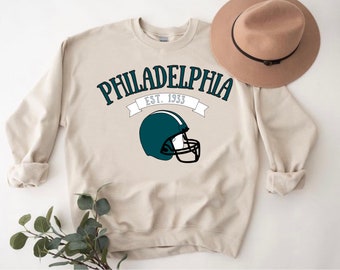 Philadelphia voetbalsweatshirt, Philadelphia voetbal sweatshirt met ronde hals, vintage stijl Philadelphia voetbalsweatshirt