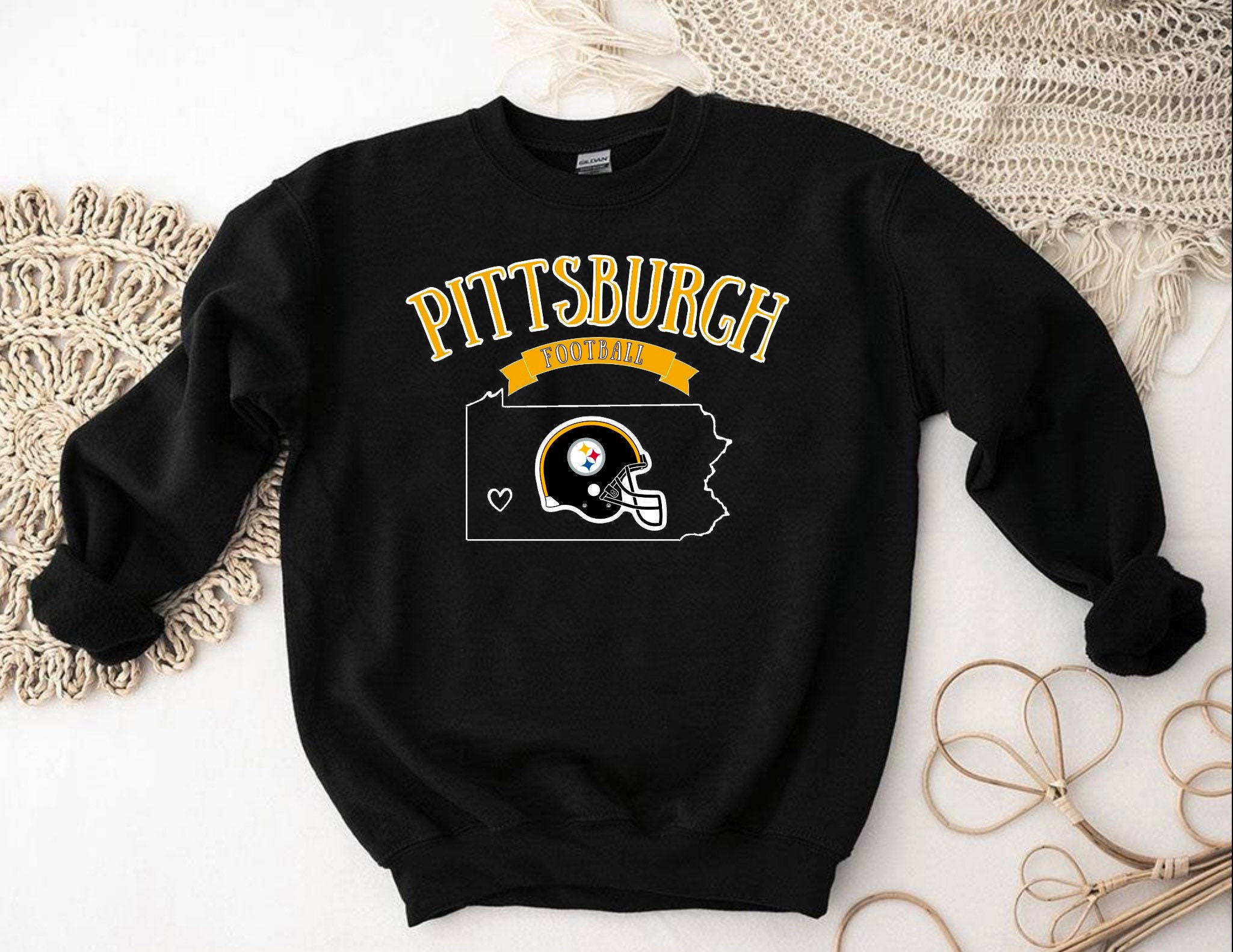 Discover Pittsburgh Football Sweatshirt | Vintage Style Pittsburgh Football Crewneck Sweatshirt | Pittsburgh Sweatshirts