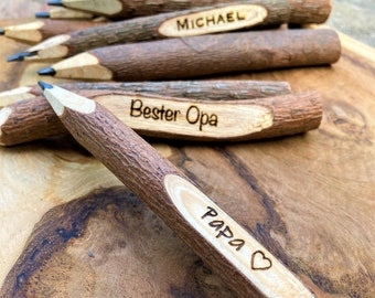 Branch pencil, branch pen, desired engraving, personalised, handmade, rustic, tree, gift, Father's Day, dad, grandpa, birthday. Christmas