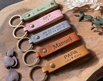 Keychain, customizable, PU leather, party gift, birthday, Valentine's Day, anniversary, Christmas, car, coordinates, mom, dad