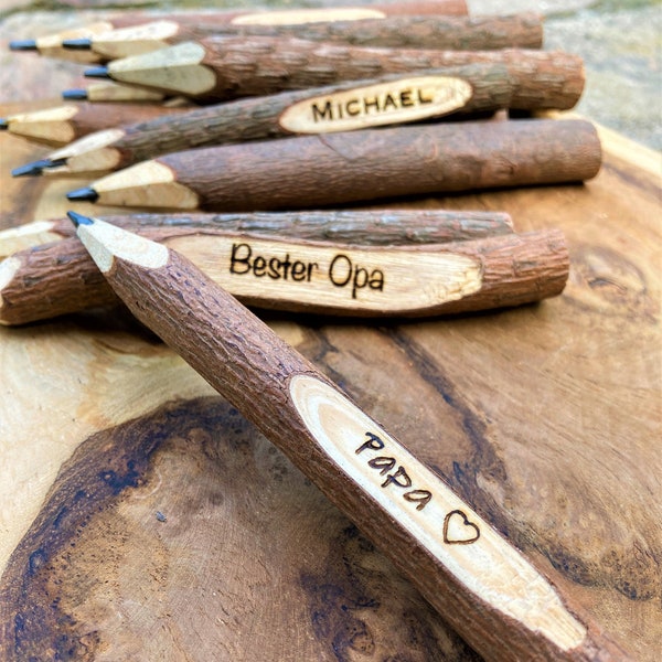 Branch pencil, branch pen, desired engraving, personalised, handmade, rustic, tree, gift, Father's Day, dad, grandpa, birthday. Christmas