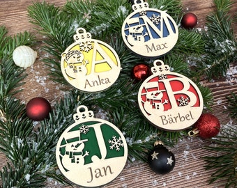 Bola de Navidad personalizada hecha de madera, bola de árbol de Navidad, árbol de Navidad, decoraciones para árboles, etiquetas de regalo, Adviento, Papá Noel, Navidad